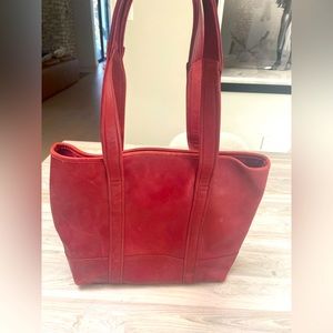 Red leather coach tote